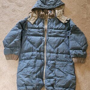 Reversible Puffy Down Coat with Detachable Hood
